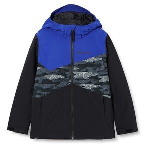 Boys XXL (15-16) Marmot Tasman Black and Blue Patterned Hooded Ski Jacket
